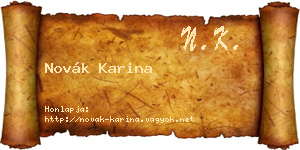 Novák Karina névjegykártya